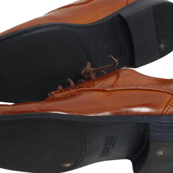 Stacy Adams Boys Tan Vegan Leather Oxford Loafers - Picture 4 of 11